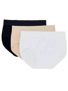 A628149 Breezies Air Effects Breathable Brief Panties 3PK SMALL BASICWHT/BLK/BGE